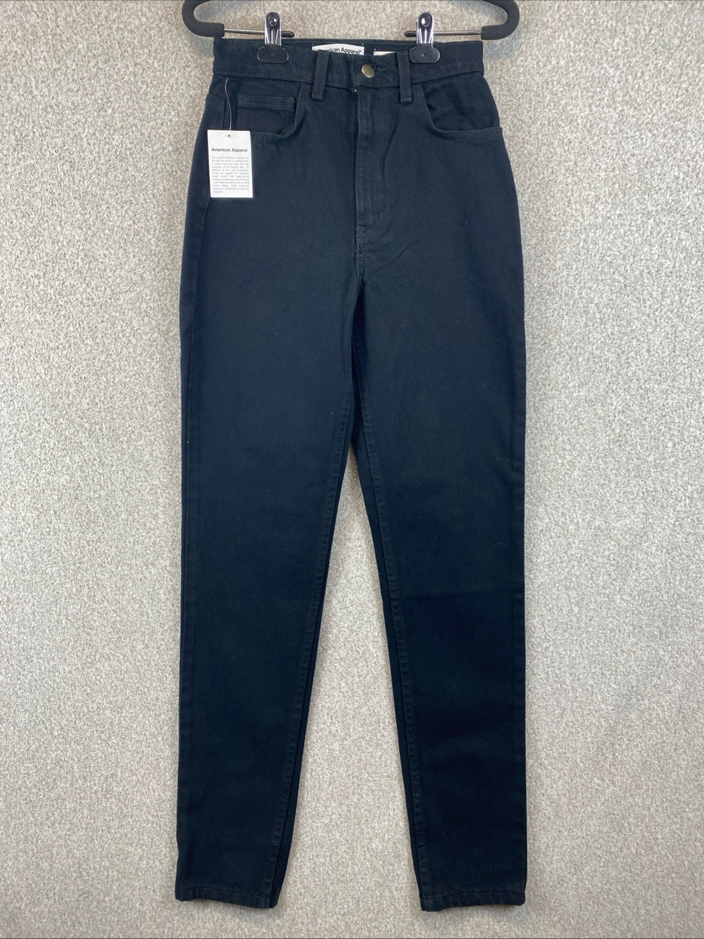 American Apparel High Waist Jeans Size 26 Cotton Black Tapered Mom Goth retro